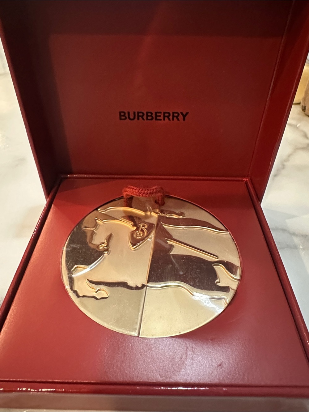 Burberry Gold Medallion Ornament Classic Burberry Logo NWT